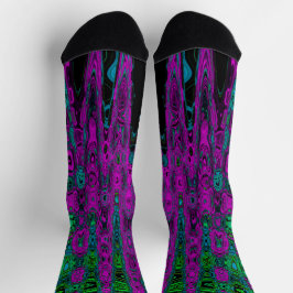Bold Magenta Abstrakt Groovy Atomic Waves Socken