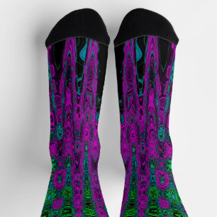 Bold Magenta Abstrakt Groovy Atomic Waves Socken