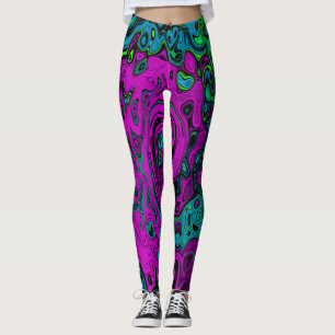 Bold Magenta Abstrakt Groovy Liquid Art Swirl Leggings