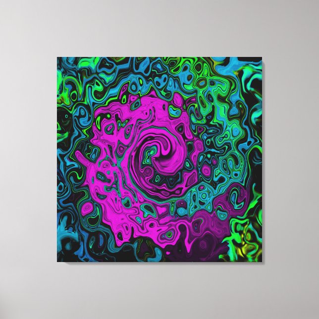 Bold Magenta Abstrakt Groovy Liquid Art Swirl Leinwanddruck (Vorderseite)