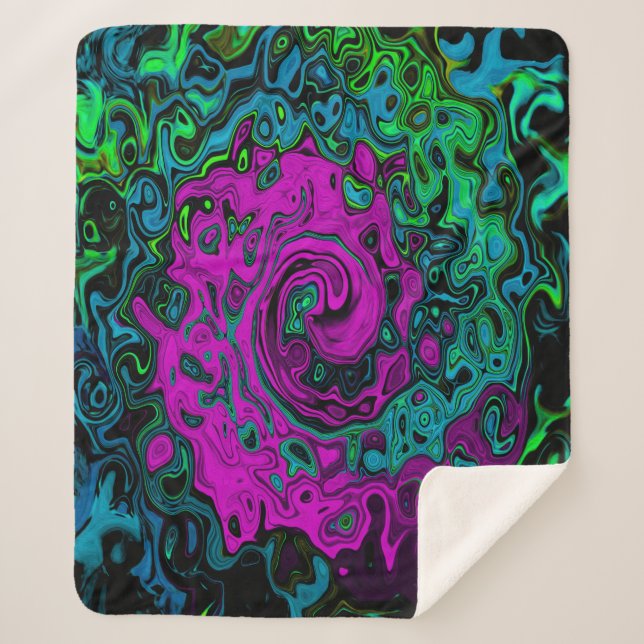 Bold Magenta Abstrakt Groovy Liquid Art Swirl Sherpadecke (Vorderseite)