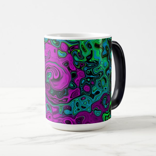Bold Magenta Abstrakt Groovy Liquid Art Swirl Verwandlungstasse (VorderseiteRechts)