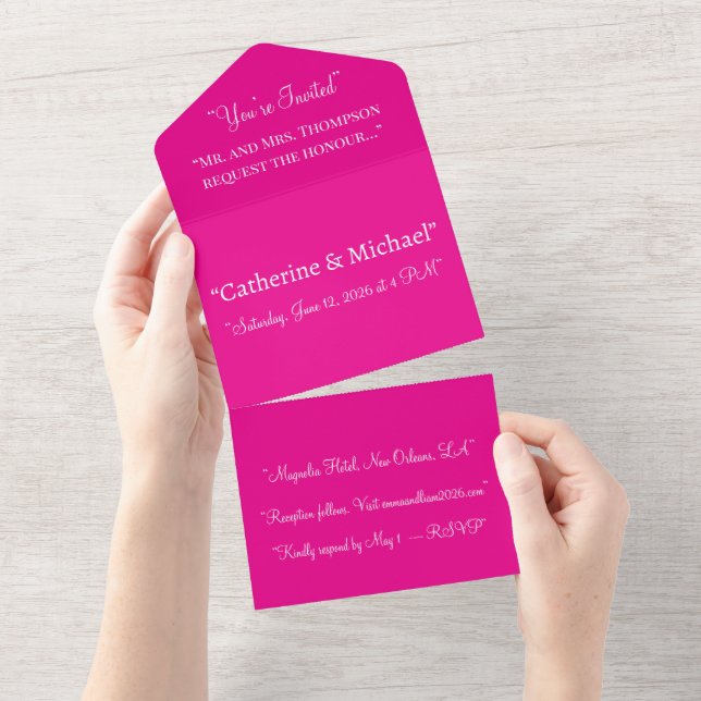 Bold Magenta All-in-One Invite | Modern Summer All In One Einladung (Abreißtisch)