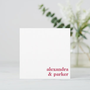 Bold Magenta Minimalistisch Typografy Couple Names Mitteilungskarte