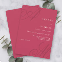 Bold Magenta Modern Edge Elegante Monogram Wedding