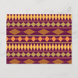 Bold Magenta Rust Tribal Geometric Muster Postkarte