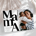 Bold Mama Foto Mütter Day Karte<br><div class="desc">Unsere elegante und stilvolle Tageskarte für Schwarz-Weiß-Mütter bietet die ideale Möglichkeit, Ihre Liebe für die besondere Frau in Ihrem Leben zu präsentieren. Diese Karte wurde sowohl mit Stil als auch mit Praxisbezug entworfen. Die Karte verfügt über eine Fotovorlage, mit der Sie Ihr eigenes Familienbild einfügen können, die Namen der Kinder...</div>