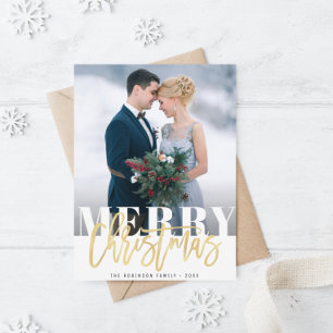 BOLD Merry Christmas Script Holiday Postkarte