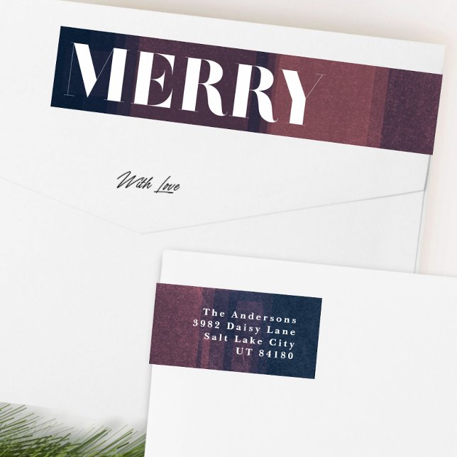 Bold Merry Navy Chalk Holiday Rücksendetikett (Von Creator hochgeladen)