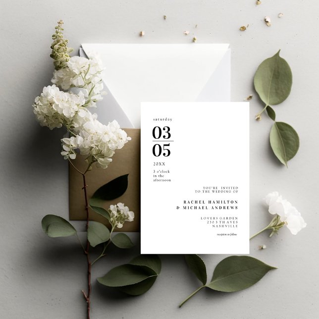 Bold Minimal Trending Wedding Einladung (Bold Minimal Trending Wedding Invitation.)