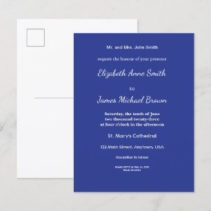 Bold Minimal Wedding Einladung in Deep Blue