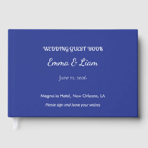 Bold Minimal Wedding Einladung in Deep Blue Gästebuch