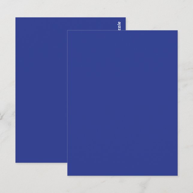 Bold Minimal Wedding Einladung in Deep Blue Postkarte (Vorne/Hinten)