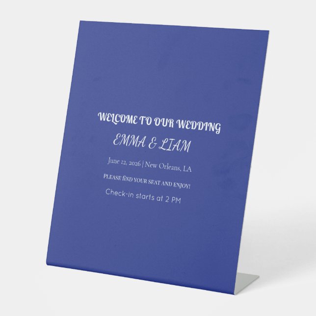Bold Minimal Wedding Invite in Deep Blue Sockelschild (Vorderseite)