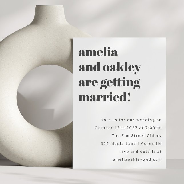 Bold Minimalist Black White Retro Simple Wedding Einladung (Von Creator hochgeladen)