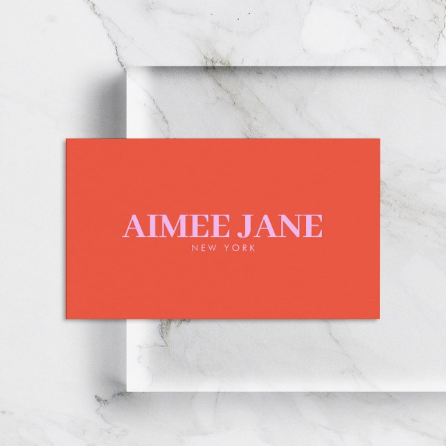 Bold Minimalist Luxury Boutique Orange/Pink Visitenkarte (Von Creator hochgeladen)