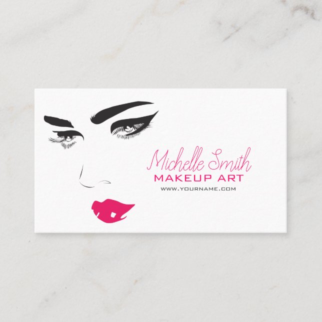 Bold Minimalist Pink Black Modern Makeup Artist QR Visitenkarte (Vorderseite)