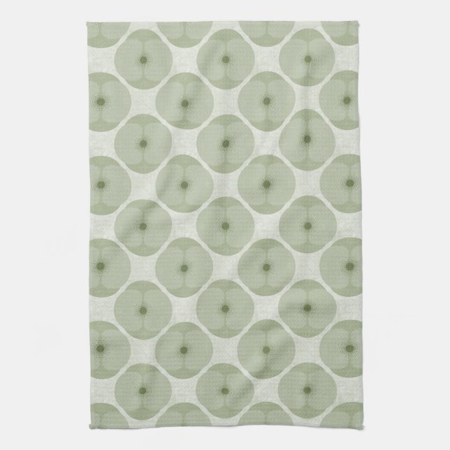 Bold Minimalist Poppy Textured Floral Green Geschirrtuch (Vertikal)