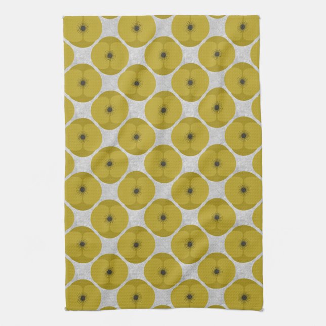 Bold Minimalist Poppy Textured Floral Yellow Geschirrtuch (Vertikal)