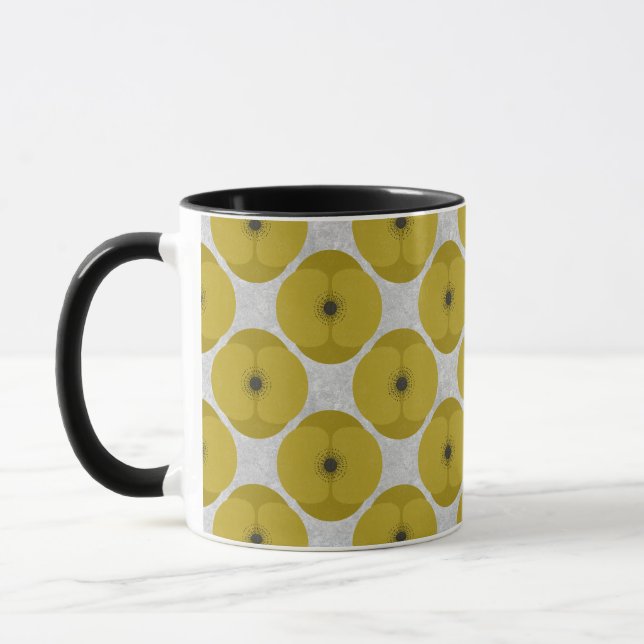 Bold Minimalist Poppy Textured Floral Yellow Tasse (Links)