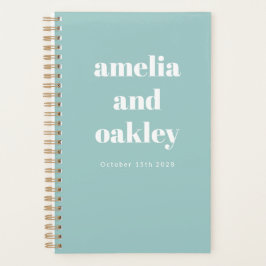Bold Minimalistisch Aqua Blue Retro Custom Wedding Planer
