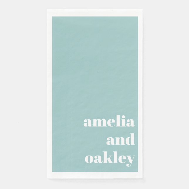 Bold Minimalistisch Aqua Blue Retro Custom Wedding Serviette (Vorderseite)