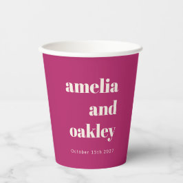 Bold Minimalistisch Berry Lila Retro Custom Weddin Pappbecher