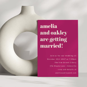 Bold Minimalistisch Berry Simple Wedding Website Einladung