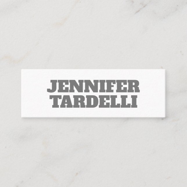 Bold Minimalistisch Modern Grau White Mini Visitenkarte (Vorderseite)