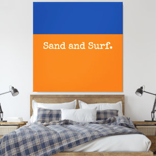 Bold Minimalistisch Orange Deep Blue Ocean Horizon Leinwanddruck