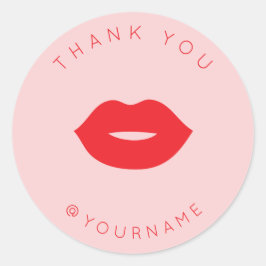 Bold Minimalistisch Red Lips Danke Poshmark Seller Runder Aufkleber
