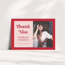 Bold & Minimalistisch Retro Script Red & Pink Wedd