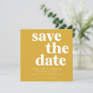 Bold Minimalistisch Square Mustard Yellow Basic Save The Date