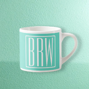 Bold Modern 3 White On Aqua Espressotasse