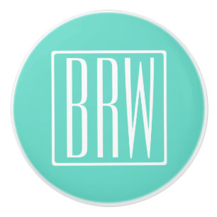 Bold Modern 3 White On Aqua Keramikknauf