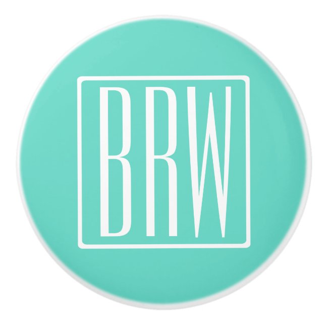 Bold Modern 3 White On Aqua Keramikknauf (Vorderseite)