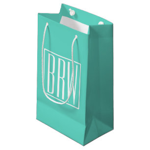 Bold Modern 3 White On Aqua Kleine Geschenktüte