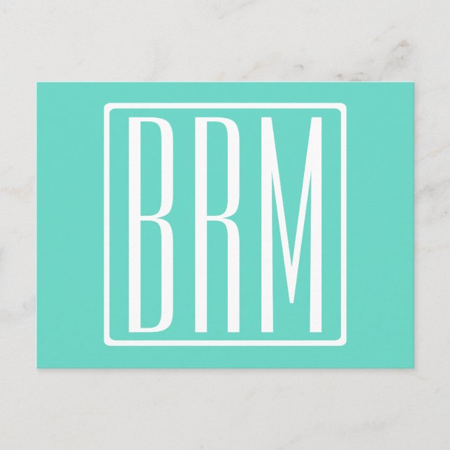 Bold Modern 3 White On Aqua Postkarte (Vorderseite)