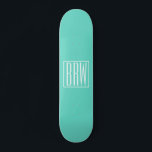 Bold Modern 3 White On Aqua Skateboard<br><div class="desc">Klug,  kühn und modern.</div>