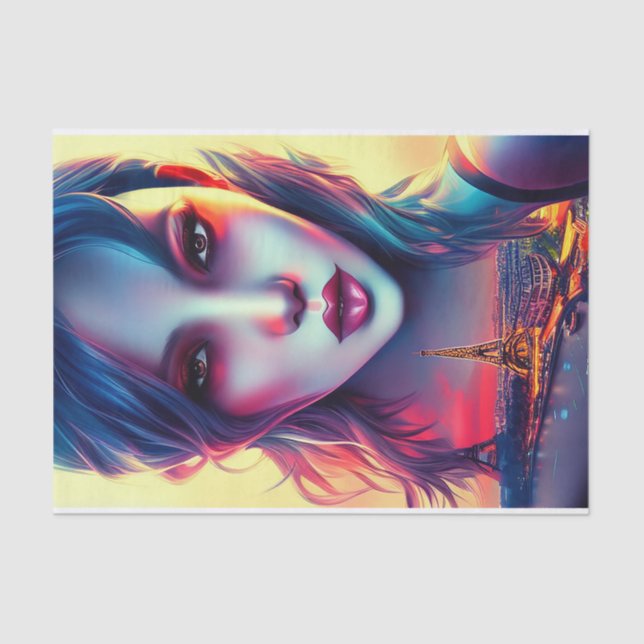 Bold Modern Artistic Woman Paris Eiffel Tower Seidenpapier (Vorderseite)