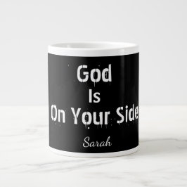 Bold Modern Black Name Faith God Is On Your Side  Jumbo-Tasse