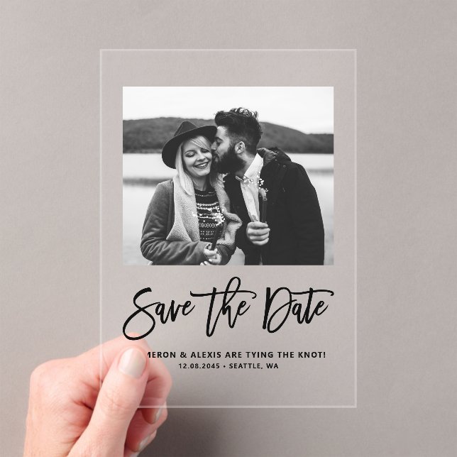 Bold Modern Calligraphy Floral Foto Acryleinladungen (Insitu (Handheld))