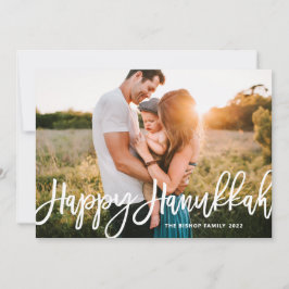 Bold Modern Calligraphy Happy Hanukkah Foto Feiertagskarte