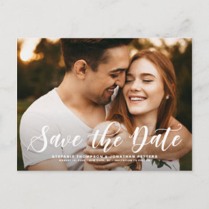 Bold Modern Calligraphy Save the Date Foto Ankündigungspostkarte