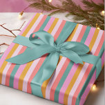 Bold Modern Christmas Bright Strip Geschenkpapier<br><div class="desc">Fett Modern Bright Stripe Weihnachtspapier. Machen Sie sich bereit,  die Saison mit diesem lustigen und fröhlichen,  modernen gestreiften Weihnachtsgeschenk-Wrap stilvoll zu feiern. Unerwartete Weihnachtsfarben - Rosa,  aquamarines Grün,  goldgelb und Korallen für einen angenehmen Urlaub!</div>