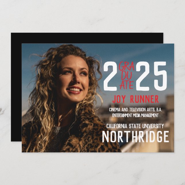 Bold Modern Class of 2025 Foto Abschluss Ankündigung (Vorne/Hinten)