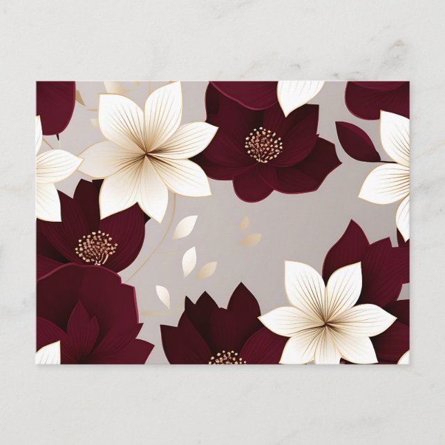 Bold Modern Floral Burgundy Postkarte (Vorderseite)