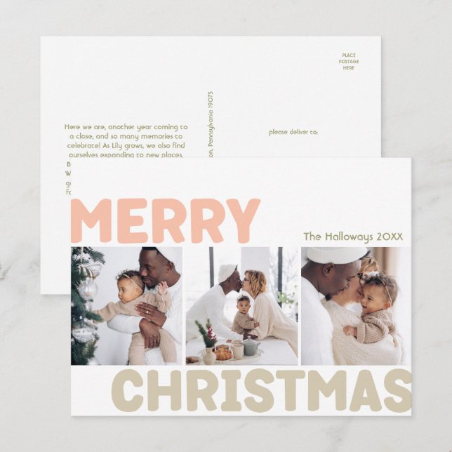 Bold Modern Frohe Weihnachten Jahr in Review 3 Fot (Vorne/Hinten)