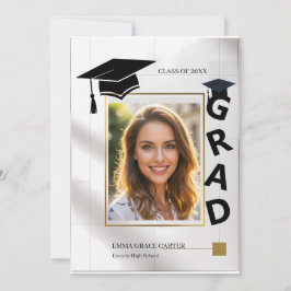 Bold Modern GRAD Typography Gold Photo Graduation Einladung