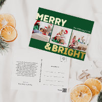 Bold Modern Green 3 Foto Merry and Bright Gold